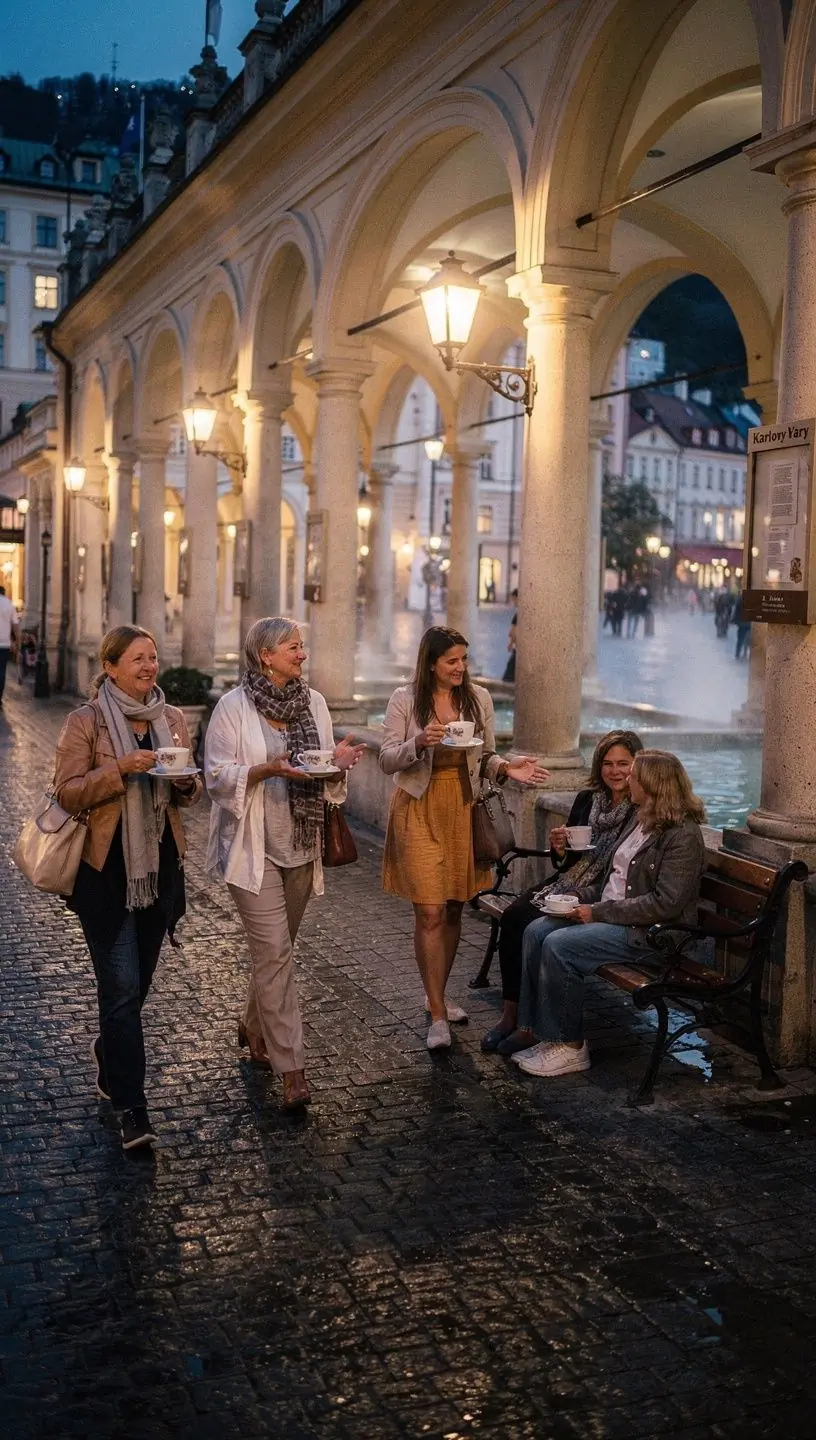 Turisté procházející středověkými uličkami v Telči, obklopeni zachovalou architekturou